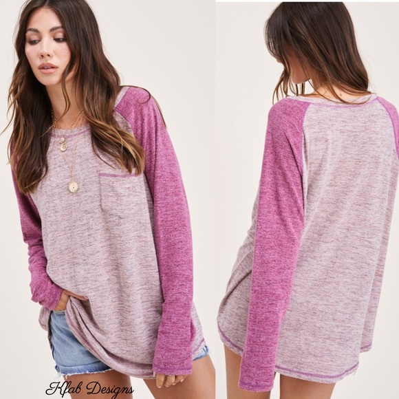 ❤️LAST 1! Berry Brushed Fabric Raglan Top! - Picture 3 of 9
